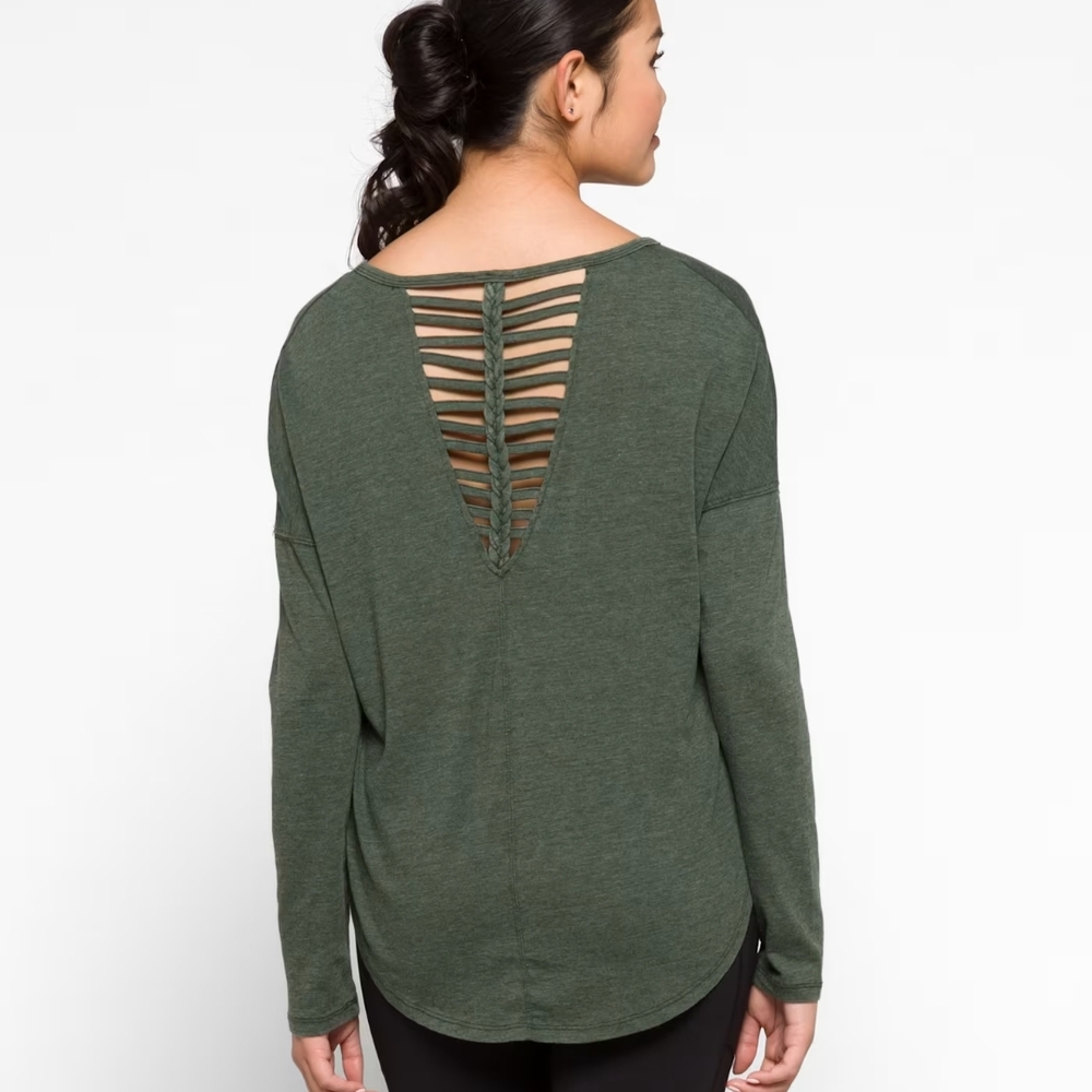 Market & Spruce Olive Long Sleeve Top with Back Detail